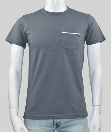 Playera Manga Corta con Textura y Bolsa Hombre